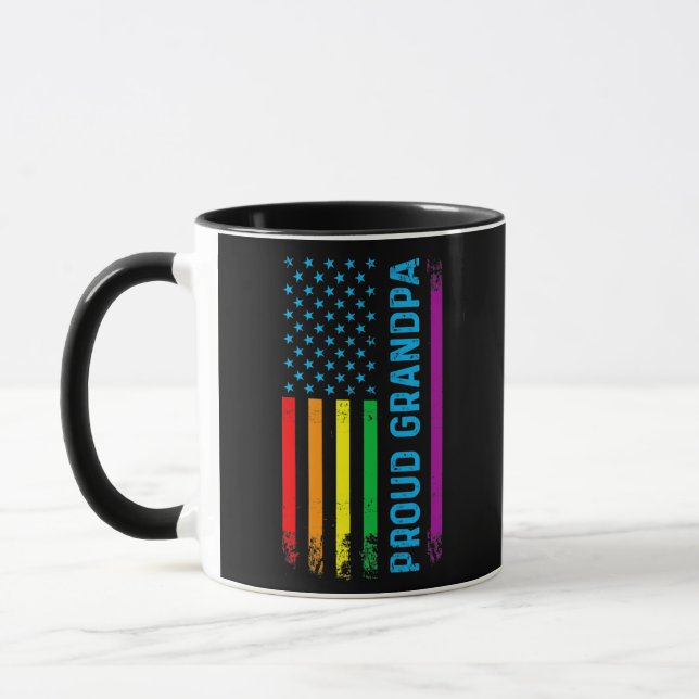 Mens Proud Grandpa LGBT LGBTQ Gay Pride Rainbow Mug (Left)