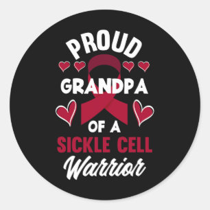 Mens Proud Grandpa Of A Sickle Cell Warrior Sickle Classic Round Sticker