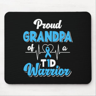 Mens Proud Grandpa Of A T1d Warrior Diabetic Diabe Mouse Pad