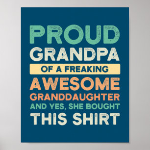 Mens proud grandpa of awesome granddaughter poster