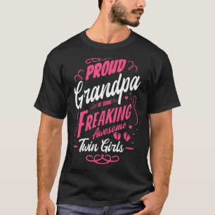 Mens Proud Grandpa of Some Freaking Awesome Twin G T-Shirt