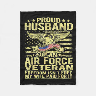 Mens proud husband of an air force veteran -Mens p Fleece Blanket