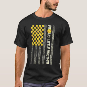 Mens Proud Little Brother American Flag Softball P T-Shirt