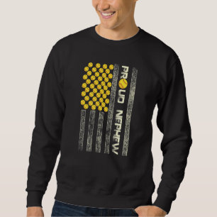 Mens Proud Nephew American Flag Softball Sport Pat Sweatshirt