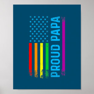 Mens Proud Papa Grandpa Dad LGBT LGBTQ Gay Pride Poster