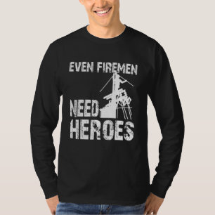 Mens Proud Power Lineman Electric Even Firemen Nee T-Shirt