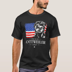 Mens Proud Rottweiler Dad American Flag patriotic T-Shirt
