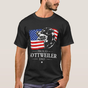Mens Proud Rottweiler Dad American Flag Patriotic  T-Shirt