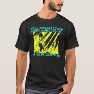 Mens Proud Softball Dad with Daughter Softball Fat T-Shirt