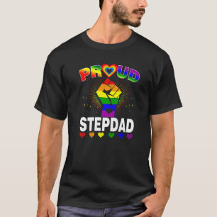Mens Proud Stepdad Rainbow  Lgbt Gay Pride Month F T-Shirt