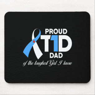 Mens Proud T1D Dad Of Daughter Diabetes Awareness  Mouse Pad