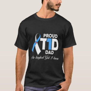 Mens Proud T1D Dad Of Daughter Diabetes Awareness T-Shirt