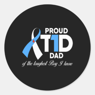 Mens Proud T1D Dad Of Son Diabetes Awareness Diabe Classic Round Sticker