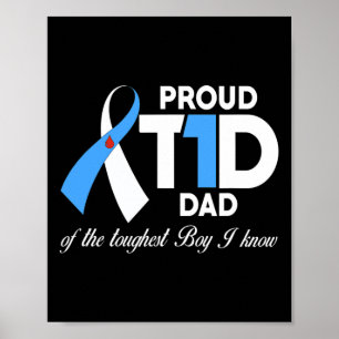 Mens Proud T1D Dad Of Son Diabetes Awareness Diabe Poster
