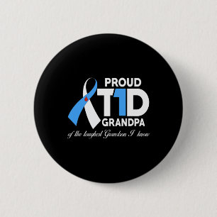 Mens Proud T1d Grandpa Of Grandson Diabetes Awaren 6 Cm Round Badge