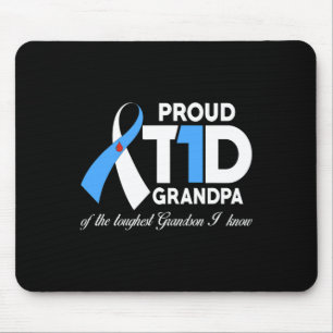 Mens Proud T1D Grandpa Of Grandson Diabetes Awaren Mouse Pad