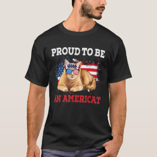 Mens Proud To Be An Americat Patriotic Cat 4th Of T-Shirt