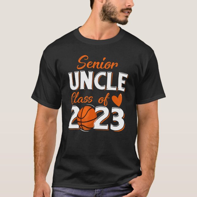 Mens Proud Uncle Of A 2023 Senior Basketball Gradu T-Shirt (Front)