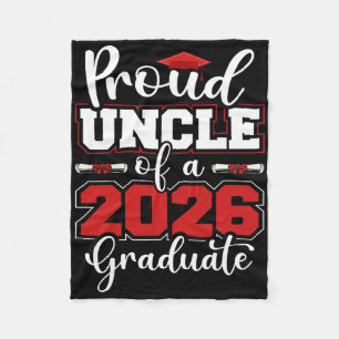 Mens Proud Uncle Of A 2026 Graduate Senior Family Fleece Blanket