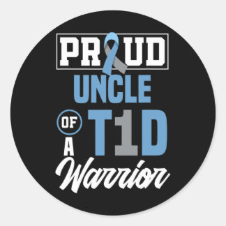 Mens Proud Uncle Of A T1d Warrior Diabetes Awarene Classic Round Sticker