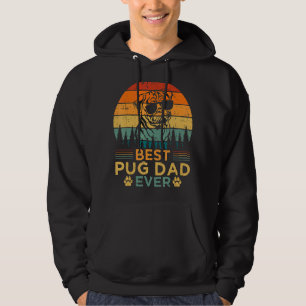 Mens Pug Dog Vintage Best Pug Dad Father's Day Hoodie