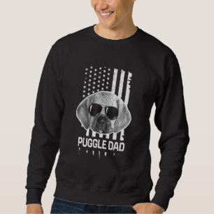 Mens Puggle Dad American Flag Dog Pet Breed Sweatshirt