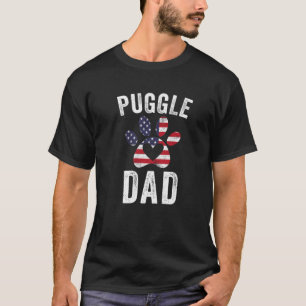 Mens Puggle Dad Puggle Lover Owner American Flag F T-Shirt