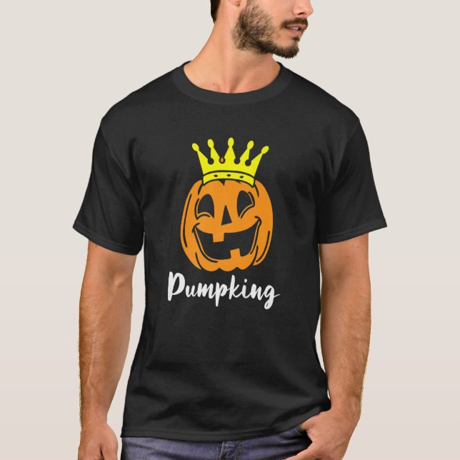 Mens Pump King Lazy Halloween Costume Pumpkin Jack T-Shirt (Front)
