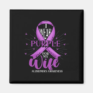 Mens Purple Ribbon Alzheimers Fighter Wife Alzheim Magnet