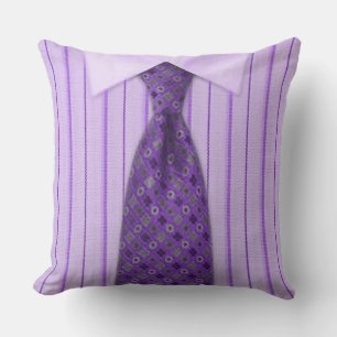 Mens Purple Shirt & Tie Novelty Throw Pillow