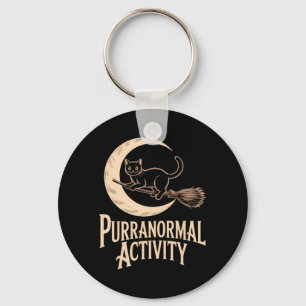 Mens Purranormal Activity Halloween Black Cat Key Ring