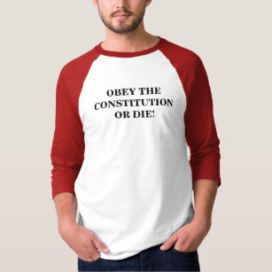 Mens Raglan 3/4 Sleeve T-Shirt w/ Obey The Constit