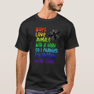 Mens Rainbow Bee Proud Gay Boys Gay Beekeeper Prid T-Shirt