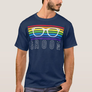 Mens Rainbow Colours Groom LGBT  T-Shirt