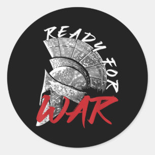 Mens Ready For War Mma Martial Arts Fighter Sparta Classic Round Sticker