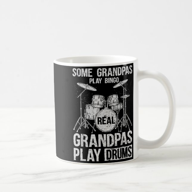 Mens Real Grandpa Play Drums Percussionist Drummer Coffee Mug (Right)