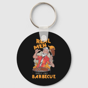 Mens Real Men Smell Like Barbecue Meat Grill Funny Key Ring