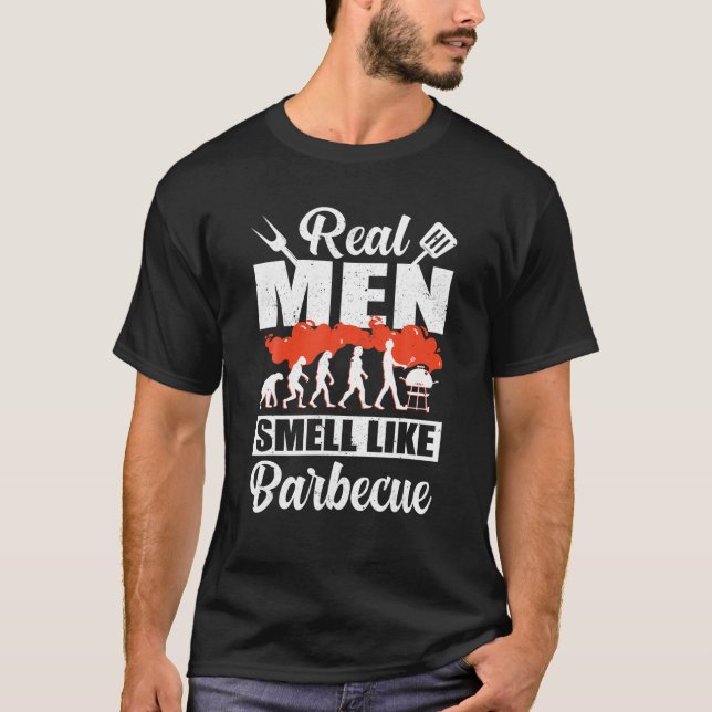 Mens Real Men Smell Like Barbecue Smoked Meat Cool T-Shirt (Front)