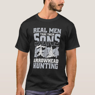 Mens Real Men Take Their Sons Rocks Flint Arrowhea T-Shirt