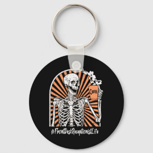 Mens Receptionist Life Coffee Skeleton Exhausted Key Ring