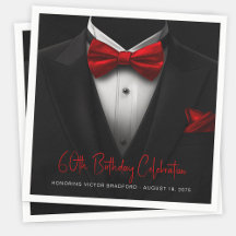 Mens Red Black Tuxedo Birthday Party