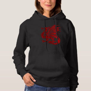 Mens Red Fierce Dragon With Spiked Wings And Manda Hoodie