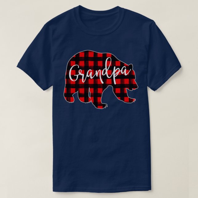 Mens Red Plaid Grandpa Bear Matching Family Christ T-Shirt (Design Front)