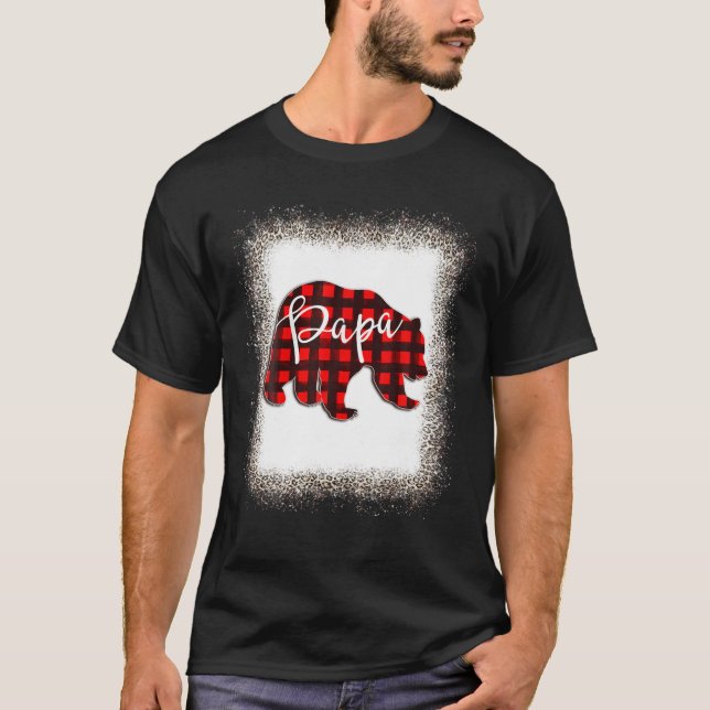 Mens Red Plaid Papa Bear Matching Pajama Family Bu T-Shirt (Front)