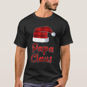 Mens Red Plaid Papa Claus Buffalo Santa Hat Xmas F T-Shirt