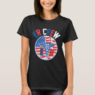 Mens Red White Blue Er Crew Funny Nurse Emergency T-Shirt