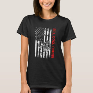 Mens Reel Cool Cousin Vintage Flag Fishing Fathers T-Shirt