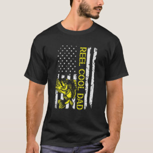 Mens Reel Cool Dad American Flag Fishing Father's T-Shirt