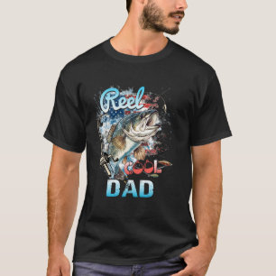 Mens Reel Cool Dad American Flag Funny Uncle Fishe T-Shirt