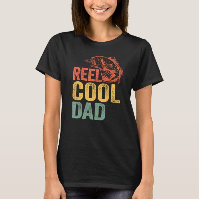 Mens Reel Cool Dad Bass Fish Grandpa Fisherman Dad T-Shirt (Front)